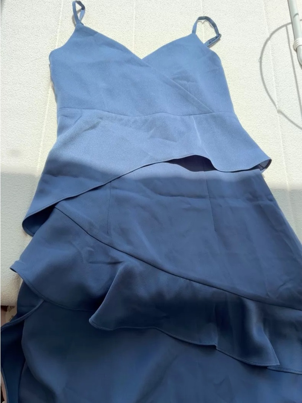 Blue Ruffle Tiered Slip Dress